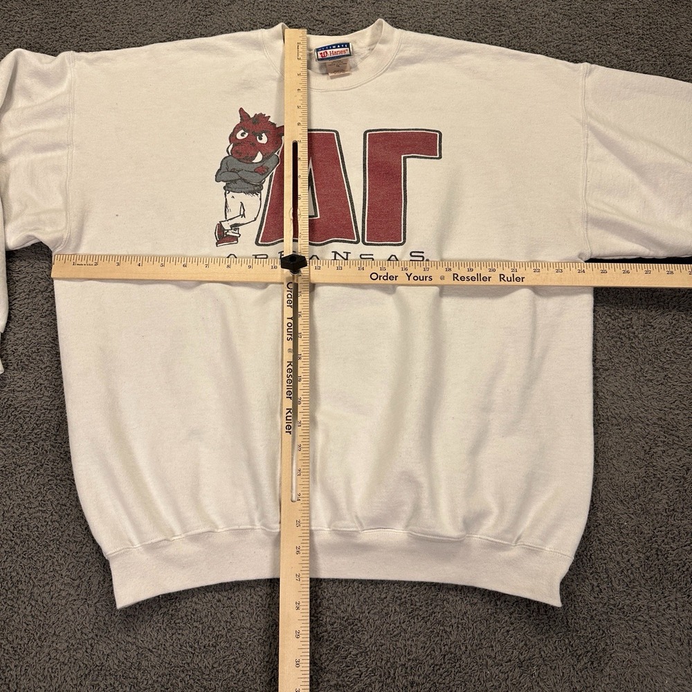 Vtg Arkansas Razorbacks Alpha Gamma Sweatshirt Adult Extra Large White Hogs NCAA - Picture 7 of 11